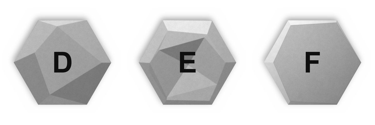 Die drei Formen D, E und F