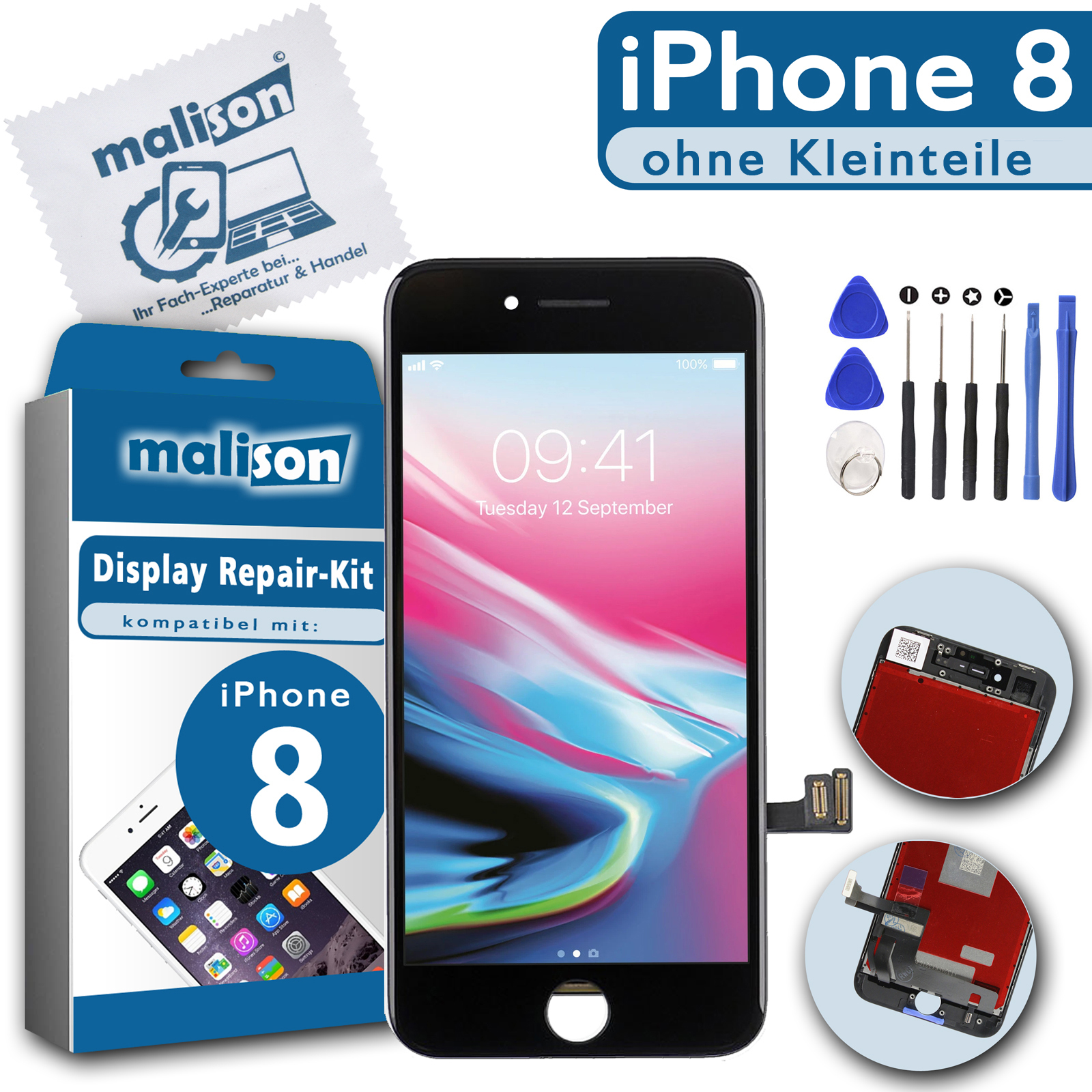 Display für iPhone 8 in BASIC-Qualität (Schwarz - ohne Kleinteile)