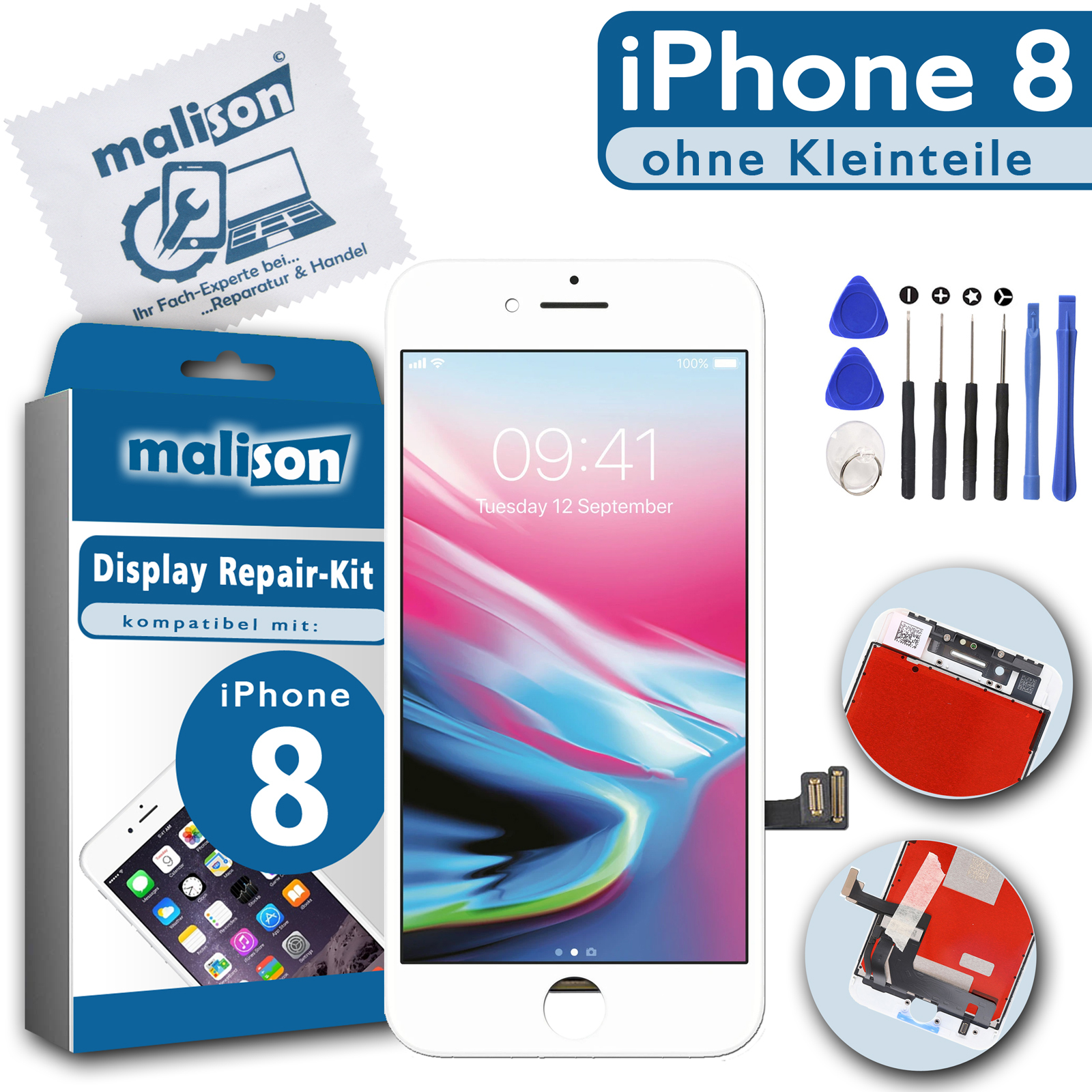 Display für iPhone 8 in BASIC-Qualität (Weiß - ohne Kleinteile)
