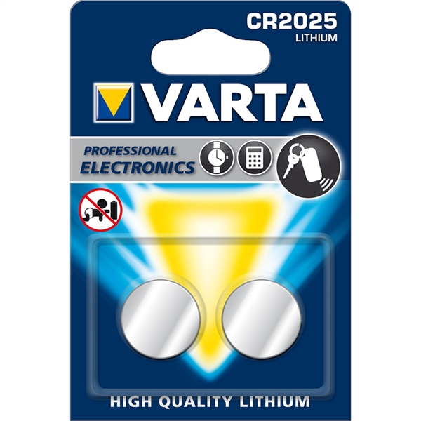 DOPPELPACK ORIGINAL VARTA BATTERIE CR2025 LITHIUM KNOPFZELLE IM BLISTER VERPACKT